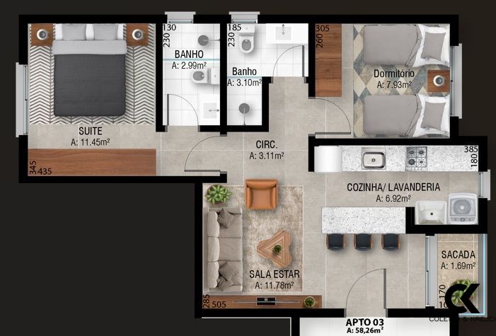 Apartamento à venda com 2 quartos, 58m² - Foto 9