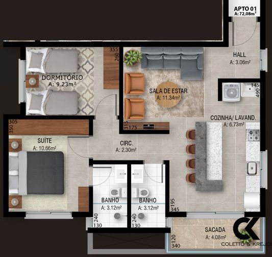 Apartamento à venda com 2 quartos, 72m² - Foto 4