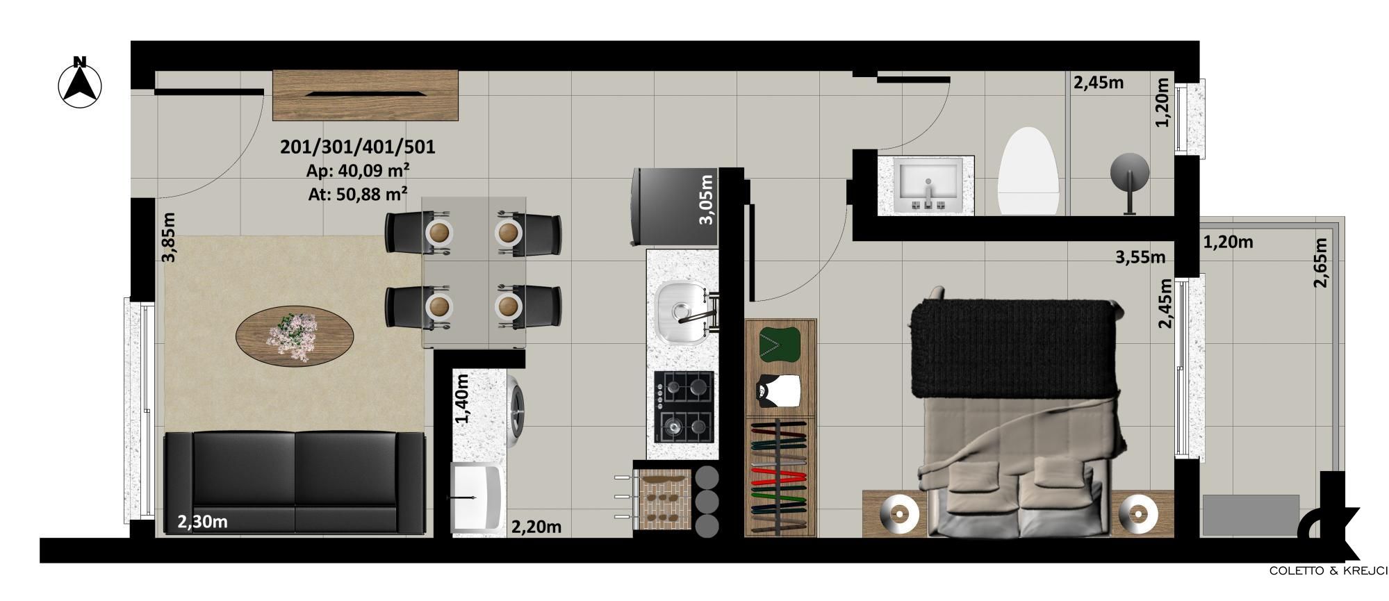 Apartamento à venda com 1 quarto, 40m² - Foto 3