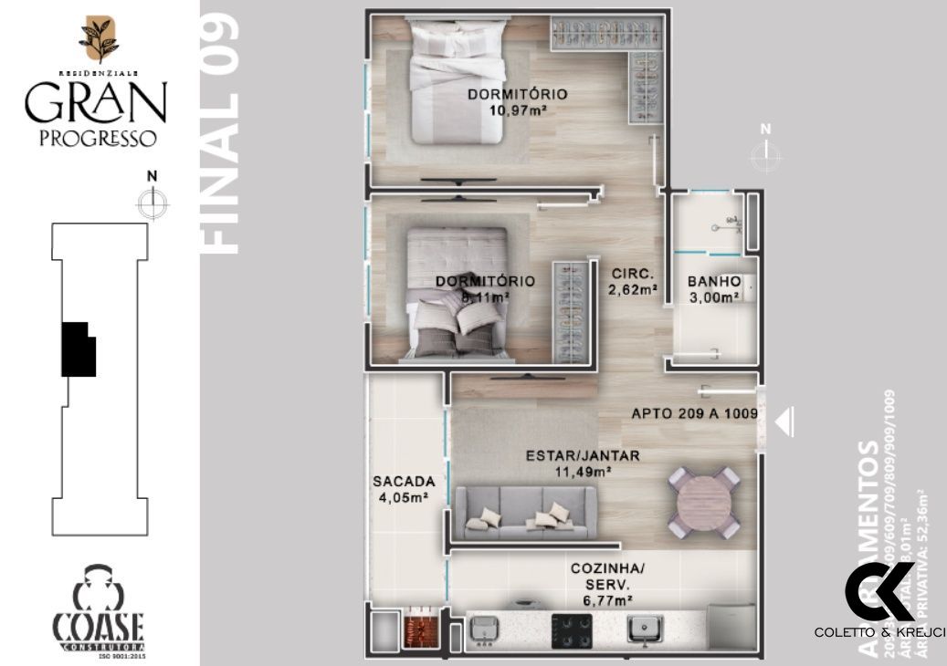 Apartamento à venda com 2 quartos, 52m² - Foto 13