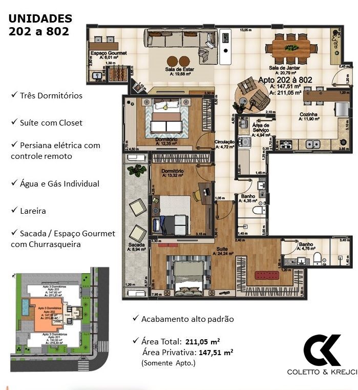 Apartamento, 3 quartos, 147 m² - Foto 3