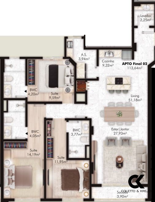 Apartamento, 3 quartos, 113 m² - Foto 23