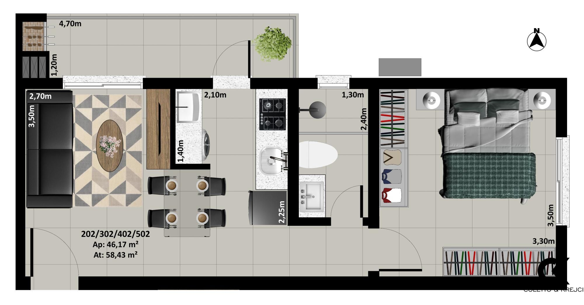 Apartamento à venda com 1 quarto, 46m² - Foto 3