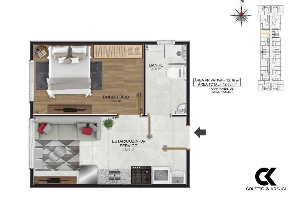 Apartamento, 1 quarto, 32 m² - Foto 14