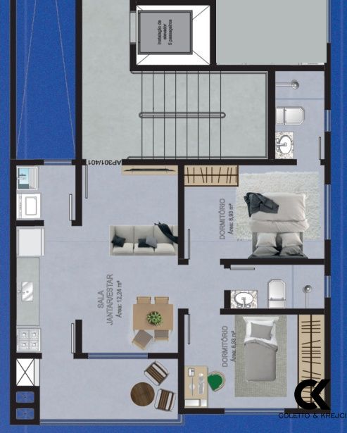 Apartamento à venda com 2 quartos, 60m² - Foto 1