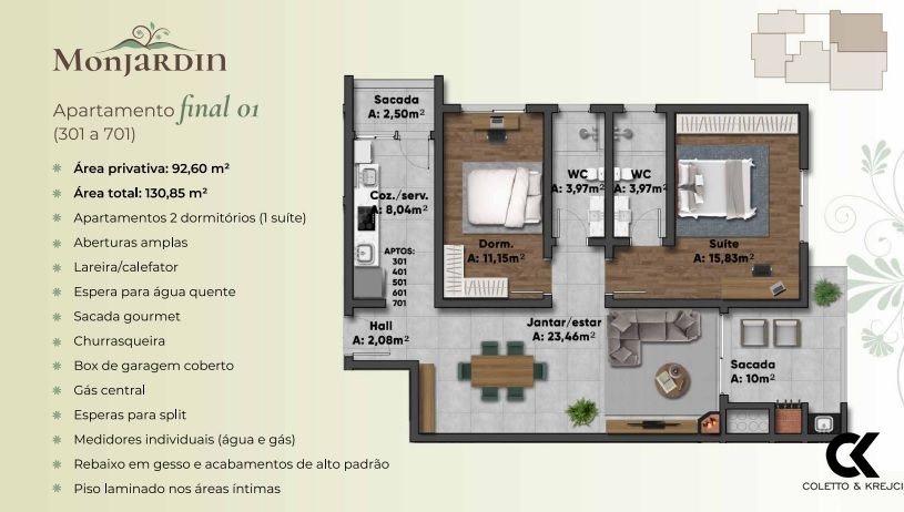 Apartamento à venda com 2 quartos, 92m² - Foto 2