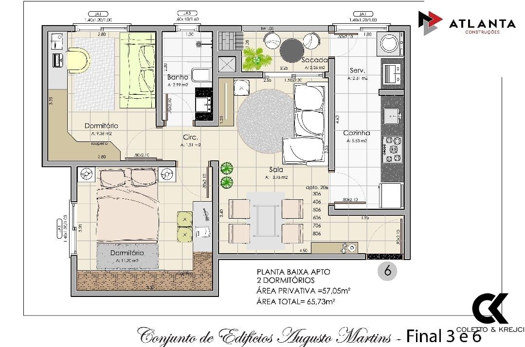 Apartamento, 2 quartos, 57 m² - Foto 2