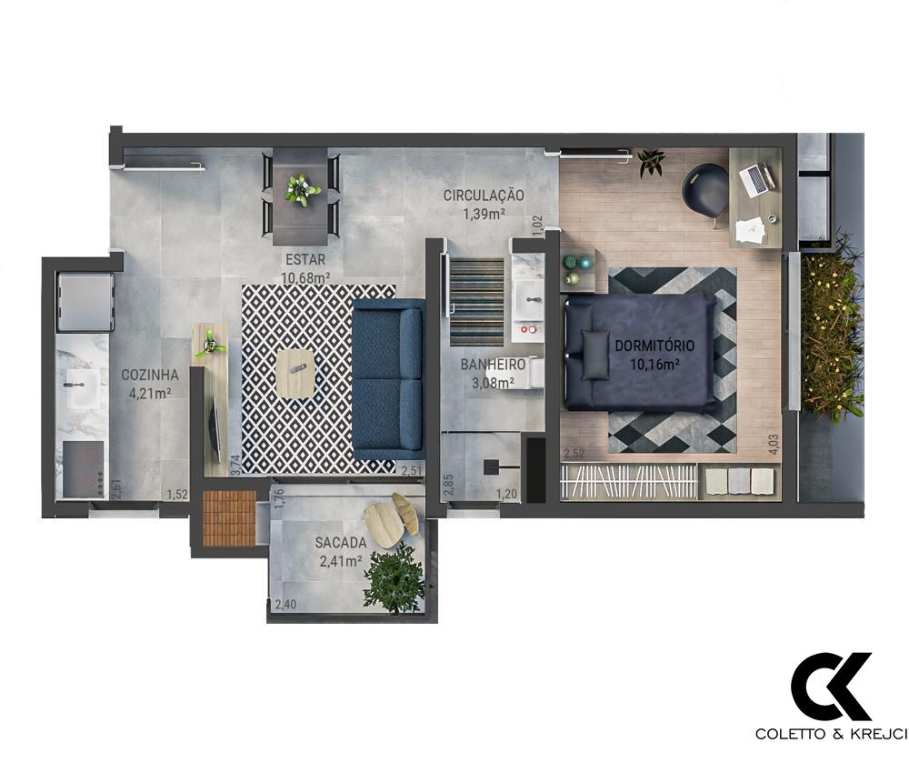 Apartamento, 1 quarto, 37 m² - Foto 2