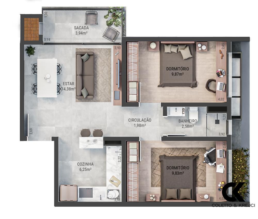 Apartamento, 2 quartos, 56 m² - Foto 7