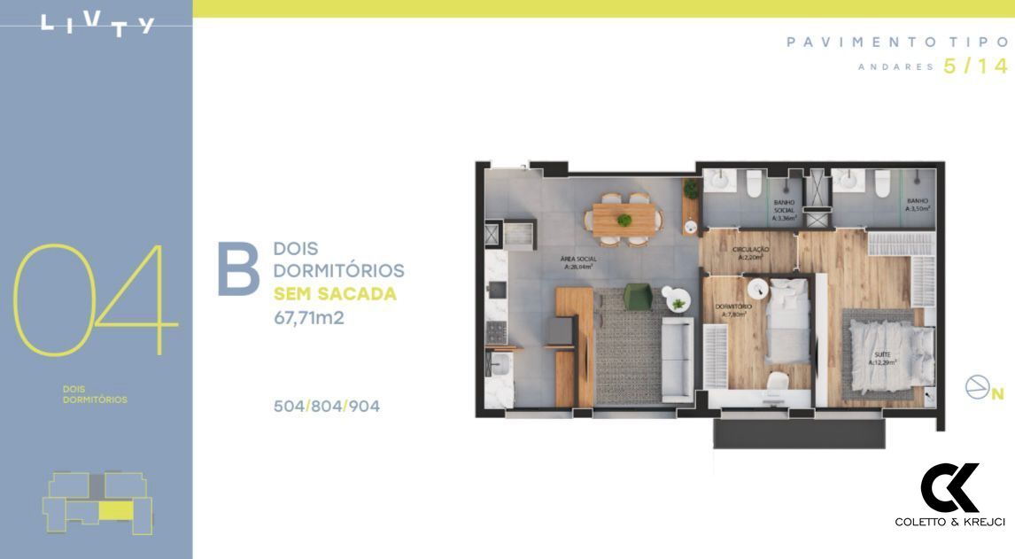 Apartamento, 2 quartos, 67 m² - Foto 6