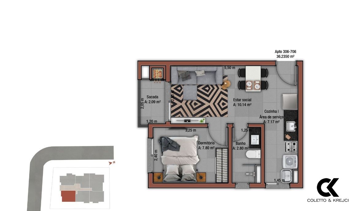 Apartamento, 1 quarto, 37 m² - Foto 3