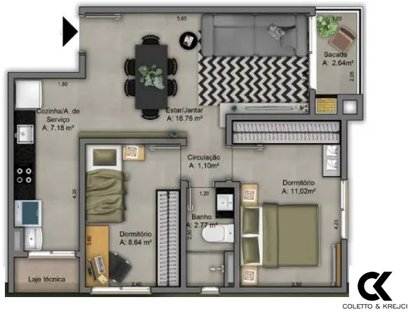 Apartamento, 2 quartos, 62 m² - Foto 9