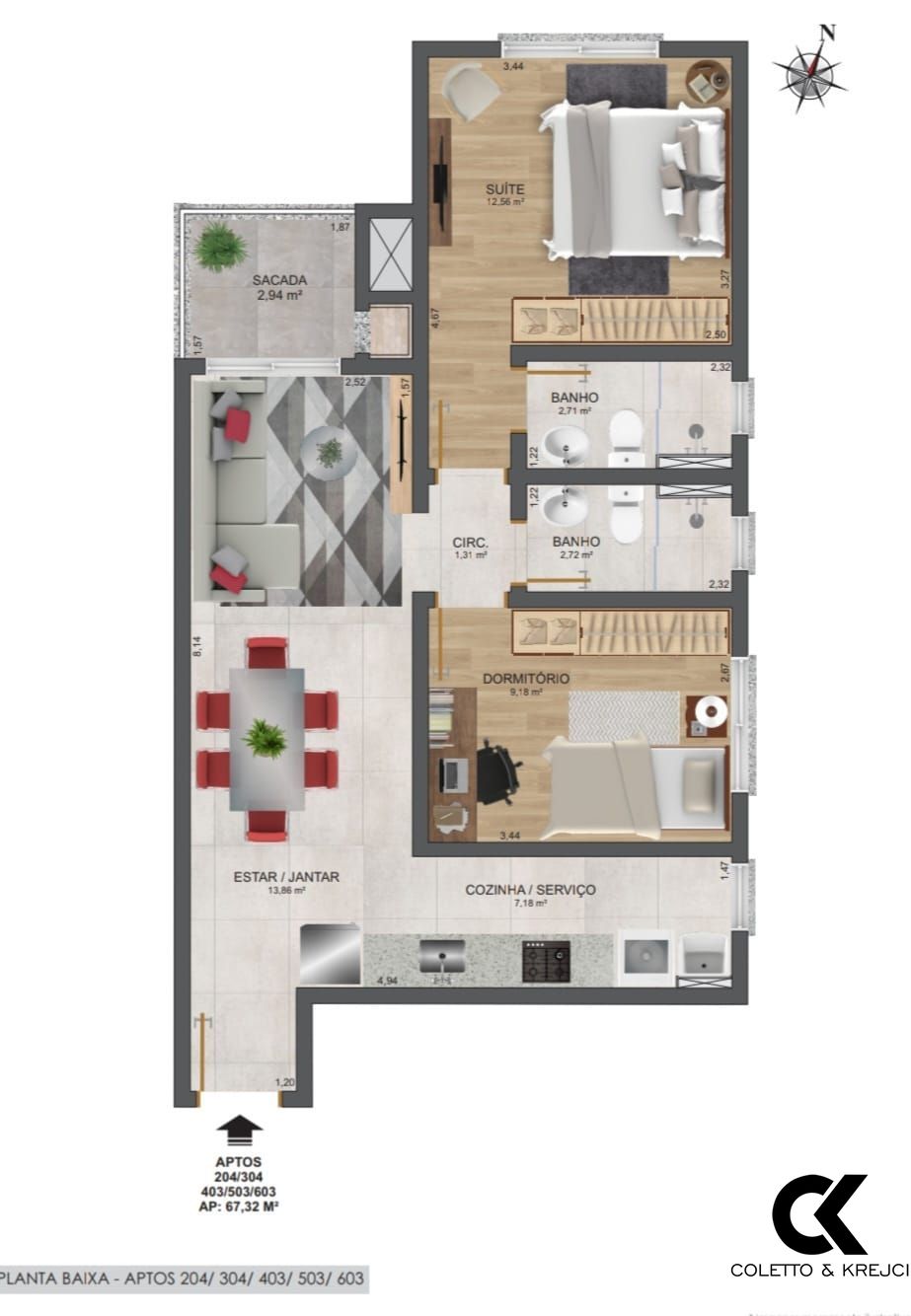 Apartamento à venda com 2 quartos, 67m² - Foto 8