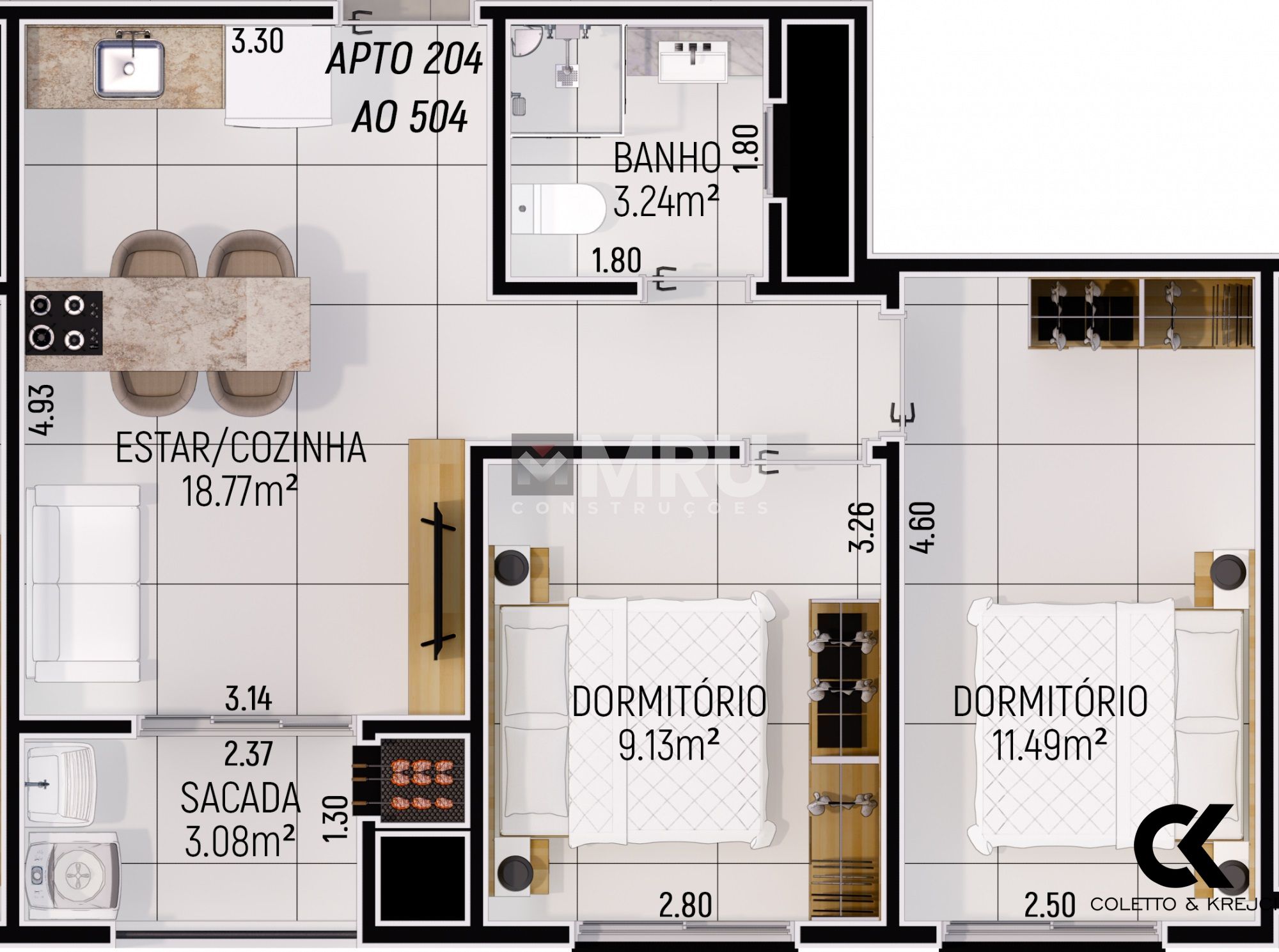 Apartamento à venda com 2 quartos, 54m² - Foto 2