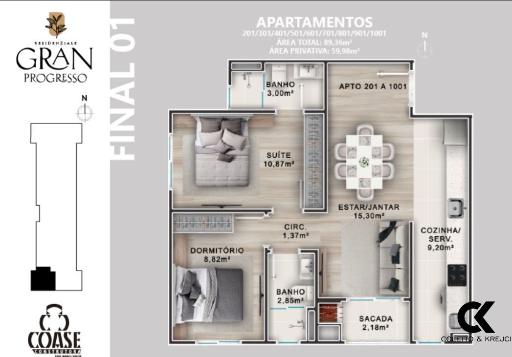 Apartamento à venda com 2 quartos, 59m² - Foto 12