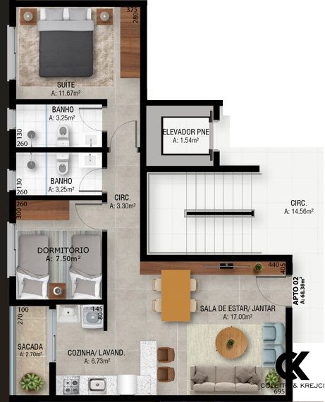 Apartamento à venda com 2 quartos, 68m² - Foto 7