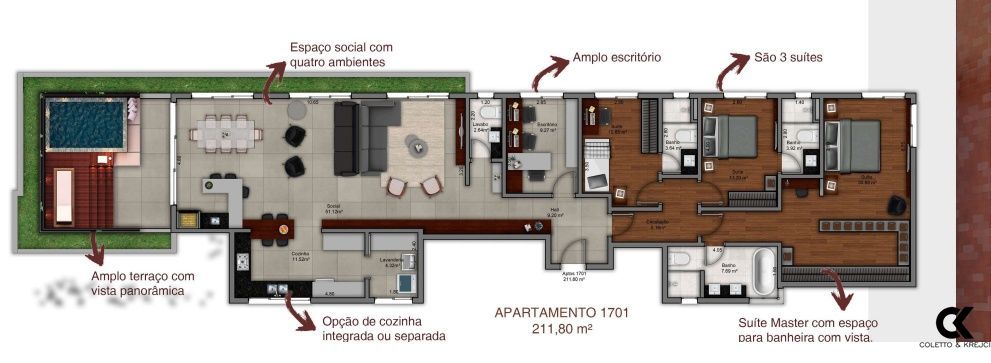 Cobertura, 3 quartos, 211 m² - Foto 4