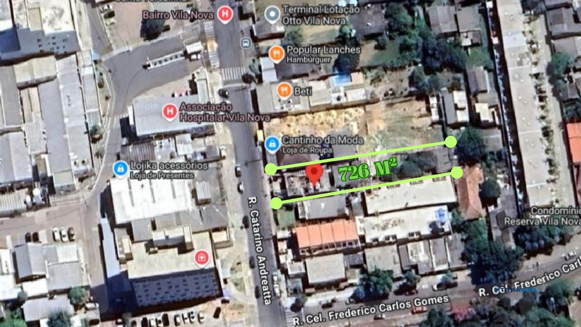 Terreno comercial com 726 metros quadrados no Bairro Vila Nova
