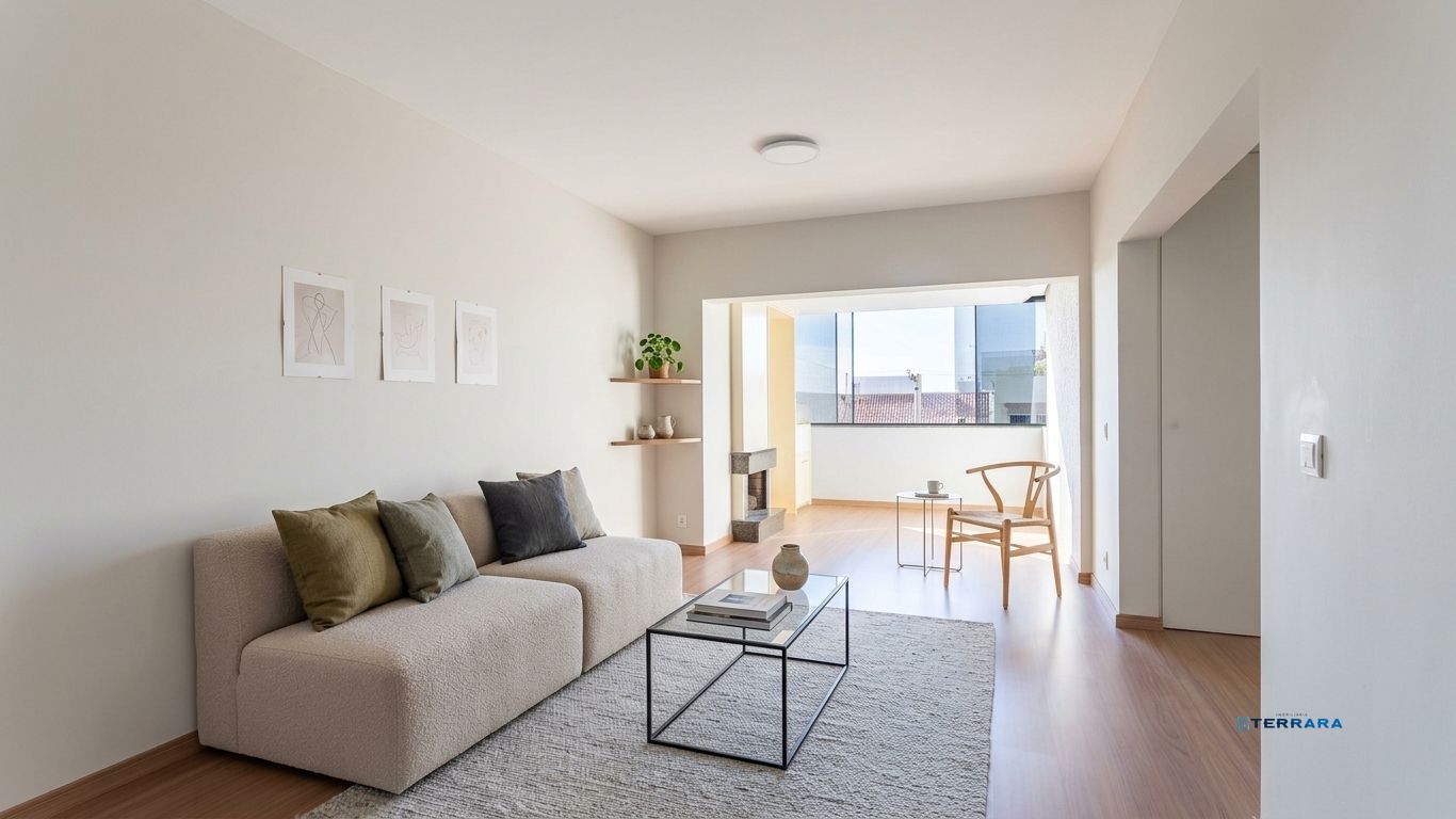 Apartamento 2 dormitórios, 1 suíte, com lareira e living para 2 ambientes