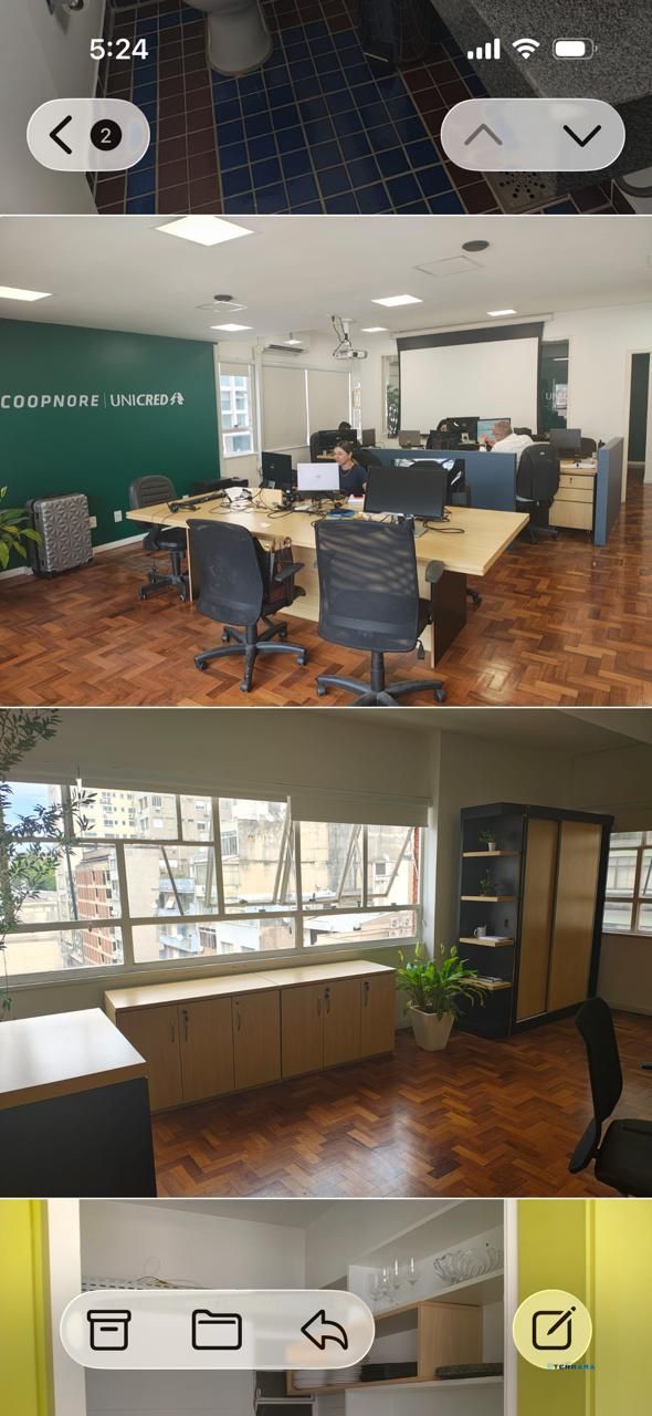 Conj/coml. com 123,68m2 todos mobiliado, split, banheiro, elevador, portaria. Rua Andrade Neves.
