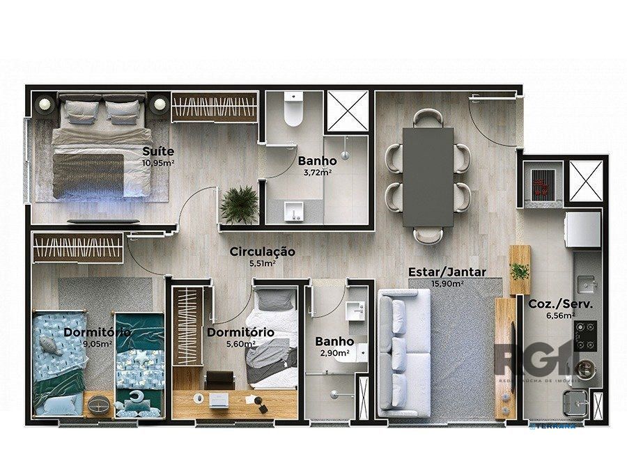 Apartamento, 3 quartos, à venda, 71 m², Cristal - Porto Alegre — foto 2