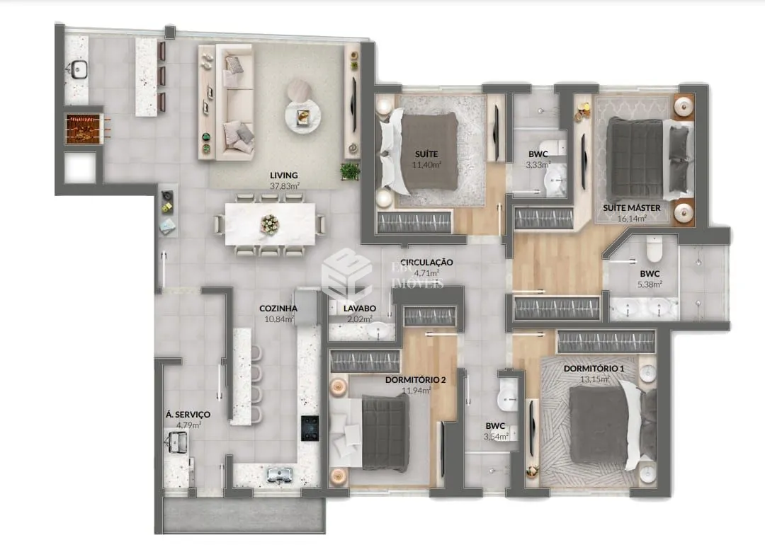 Apartamento com 4 Dormitórios à venda, 152 m² por R$ 2.875.000,00 Apartamento com 4 Dormitórios à venda, 152 m² por R$ 2.875.000,00