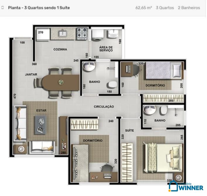 Apartamento à venda com 3 quartos, 62m² - Foto 3