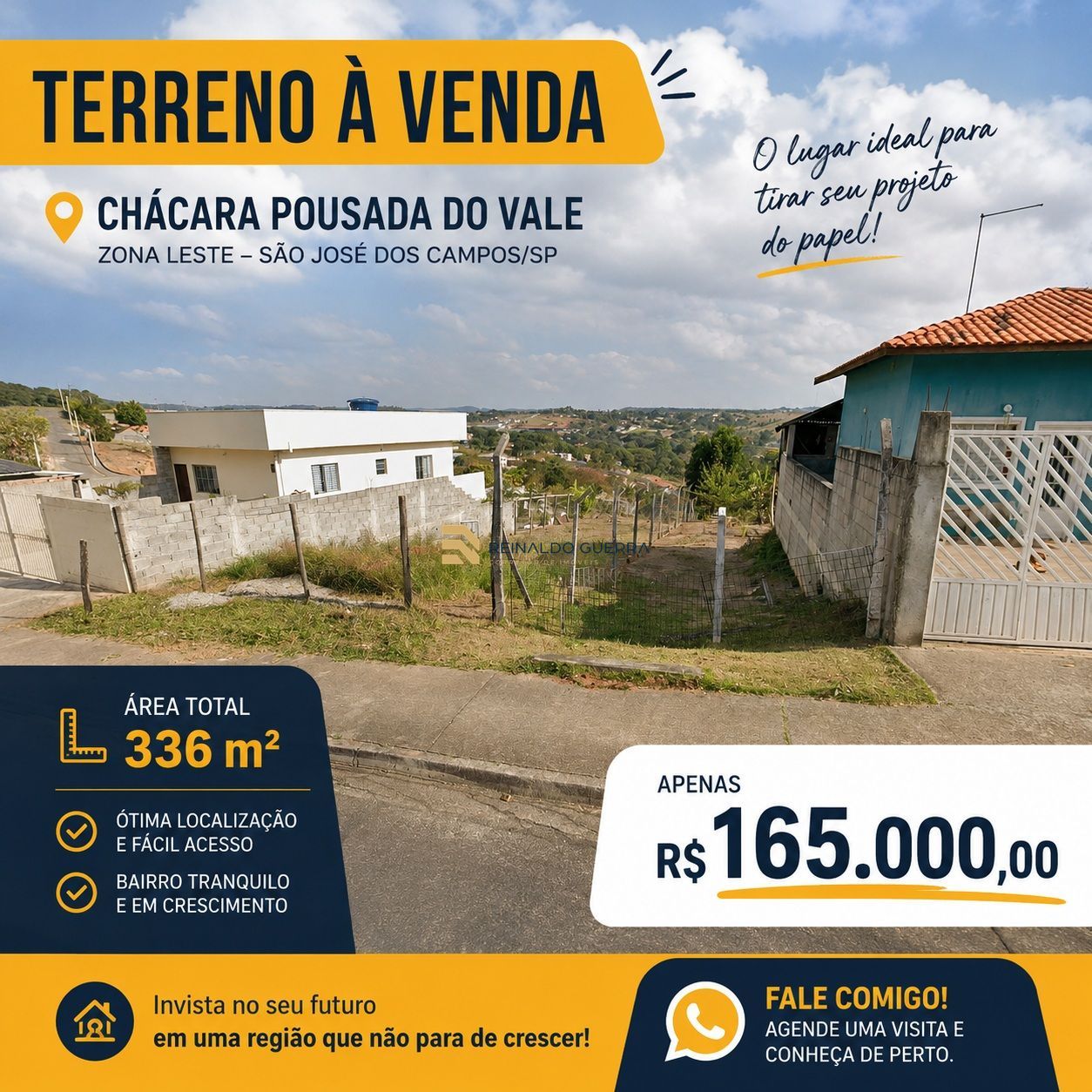 Terreno com 336m² no Chacara Pousada do Vale