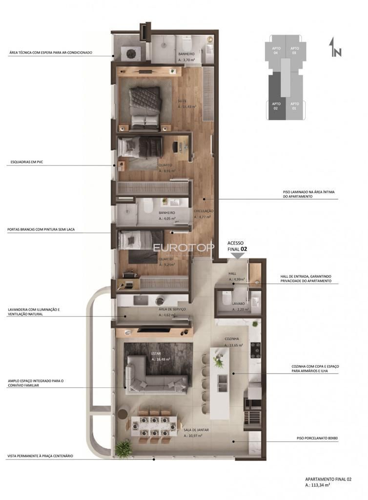 Apartamento à venda com 3 quartos, 113m² - Foto 14