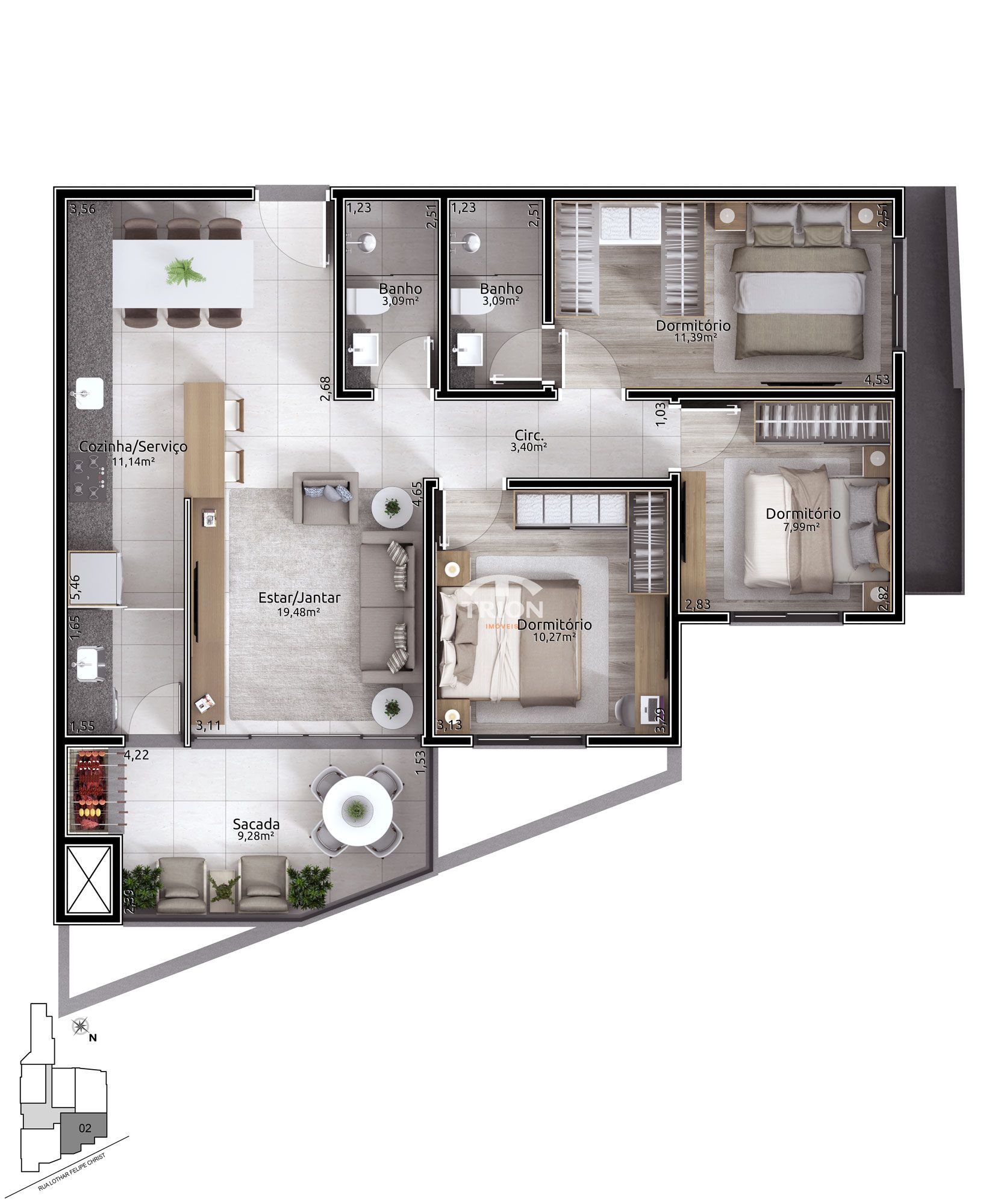 Apartamento, 3 quartos, 91 m² - Foto 2