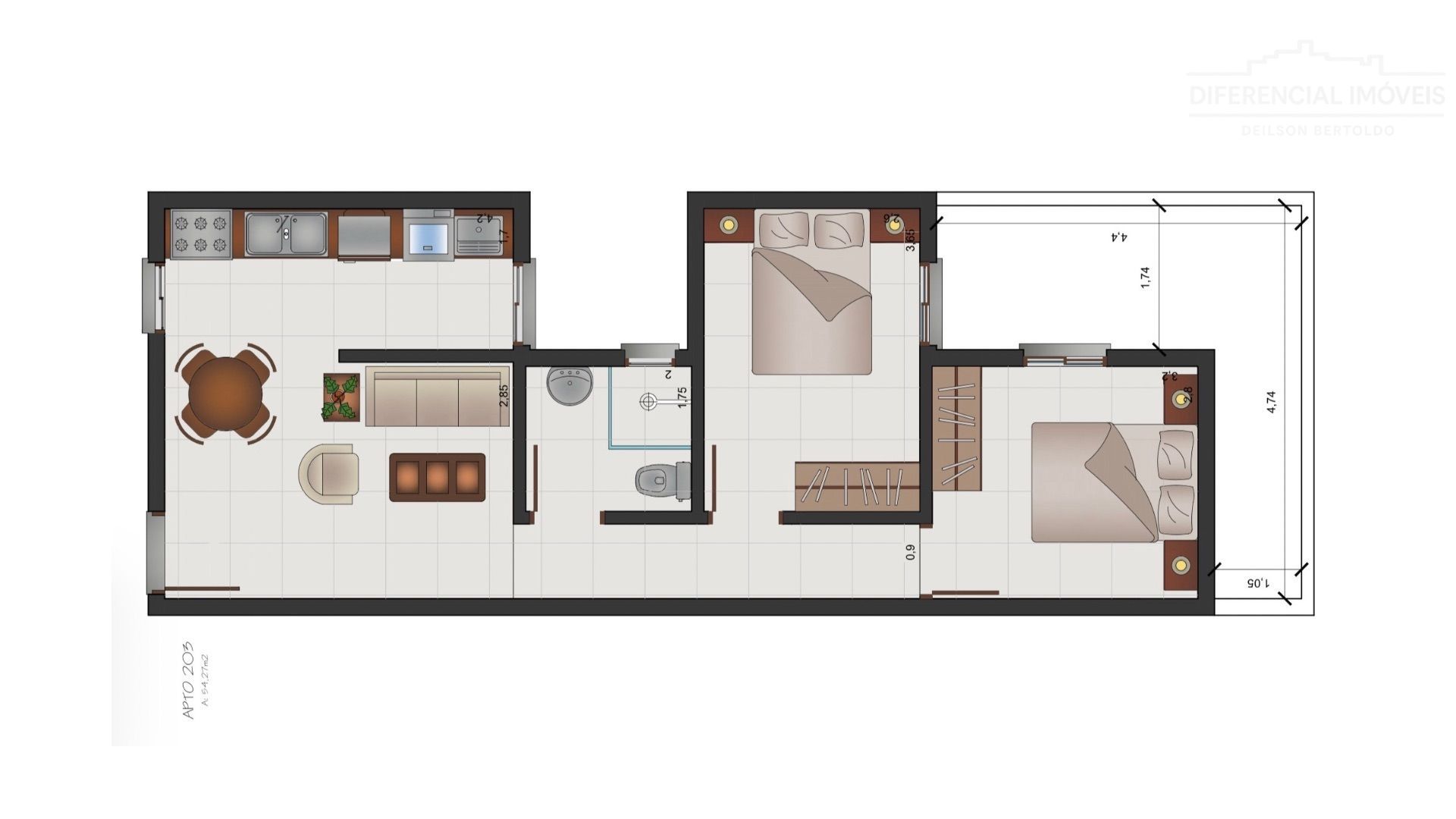 Apartamento, 2 quartos, 54 m² - Foto 1