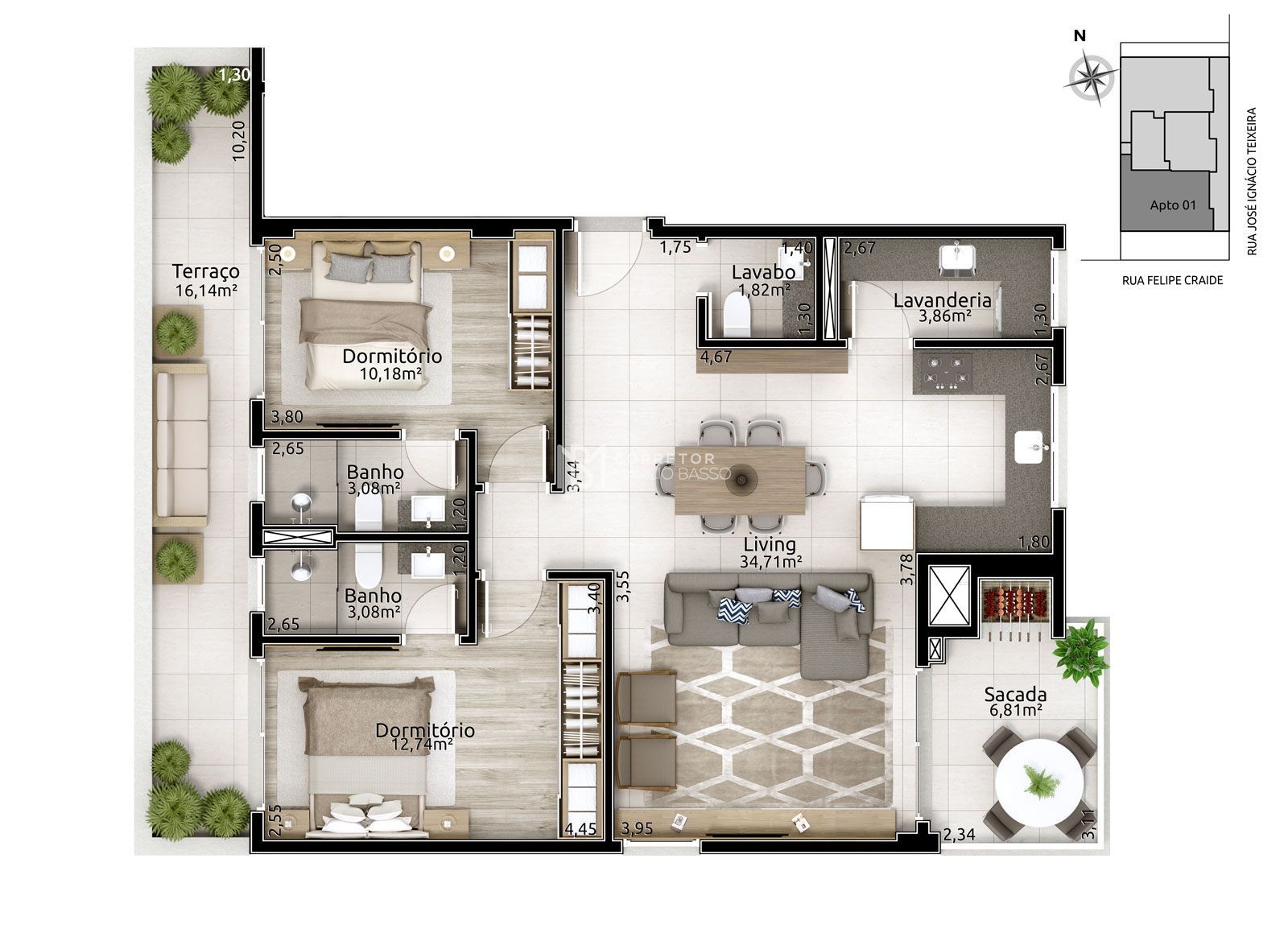 Apartamento à venda com 2 quartos, 107m² - Foto 10