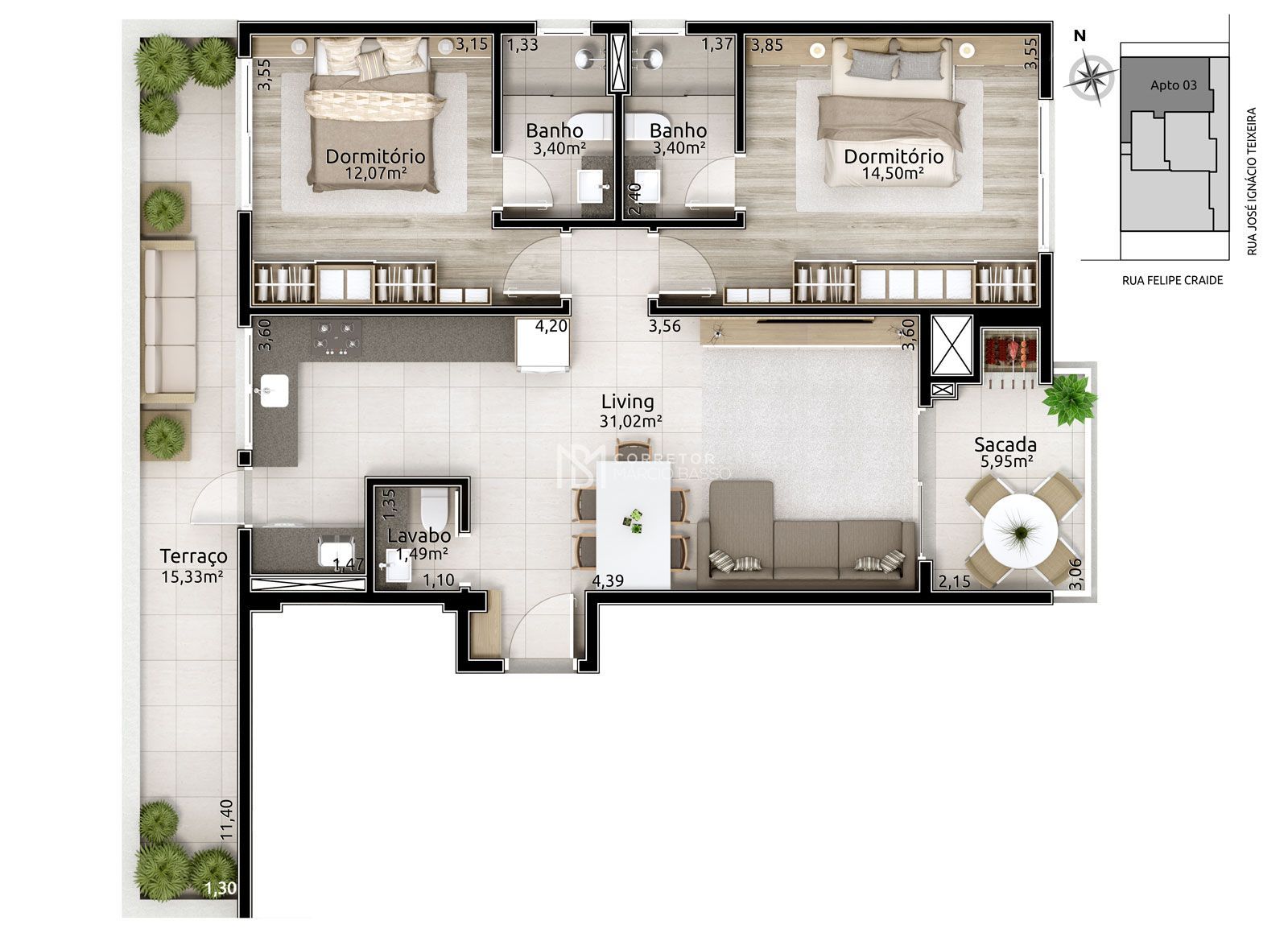 Apartamento à venda com 2 quartos, 104m² - Foto 8