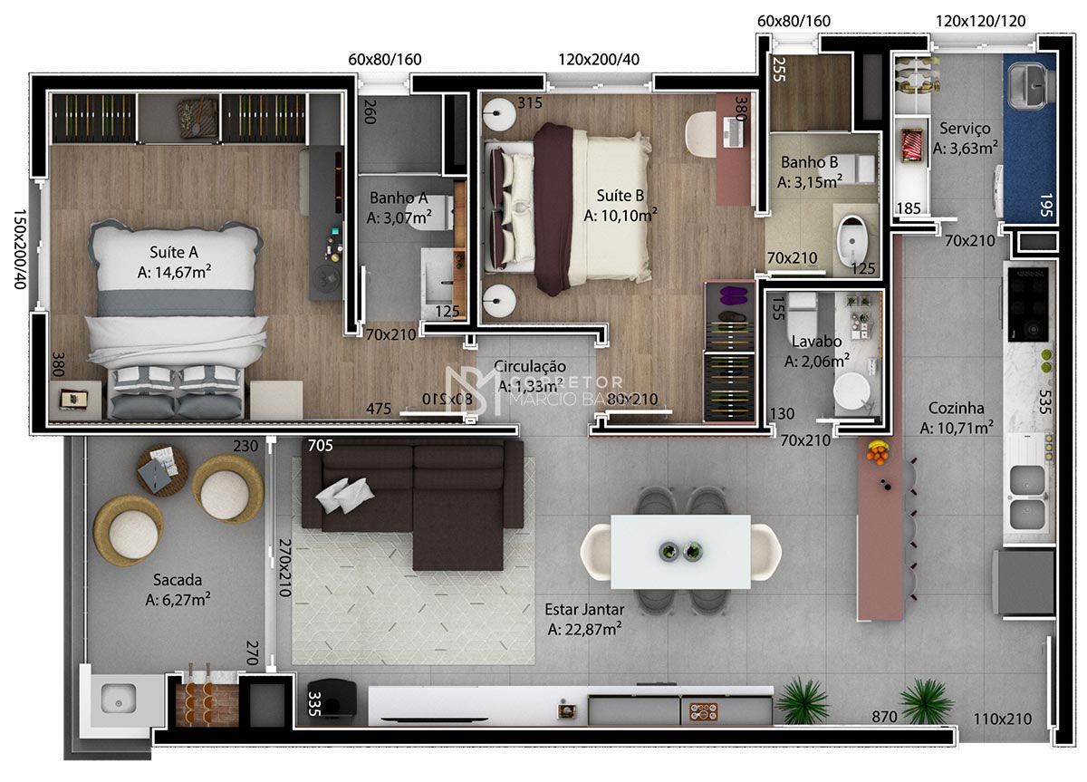 Apartamento à venda com 2 quartos, 91m² - Foto 7