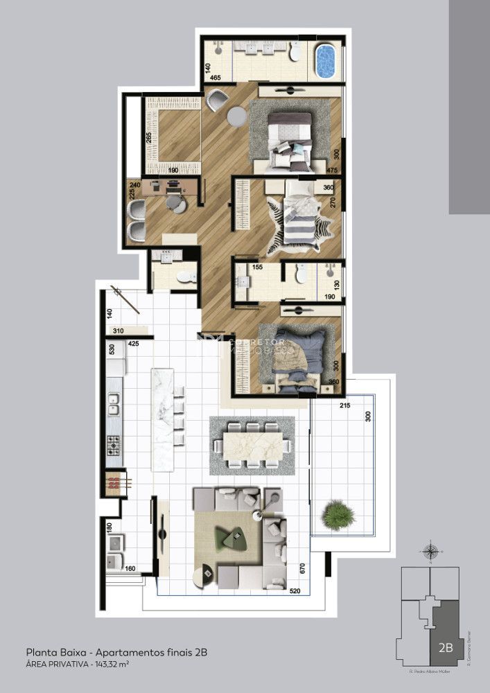 Apartamento à venda com 3 quartos, 143m² - Foto 2