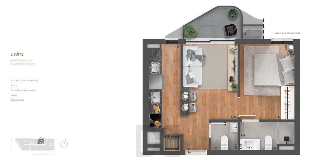 1 Suíte 42m² c/ Sacada e Lavabo no Orla Maiojama - Praia de Belas, POA — foto 3
