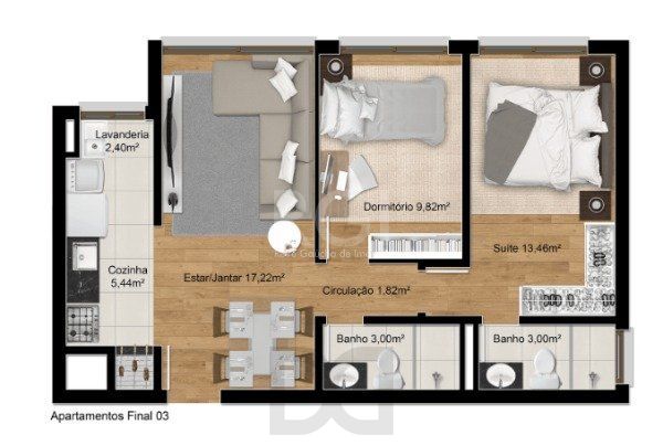 Apartamento para Venda - 70.67m², 2 dormitórios, sendo 1 suites, 2 vagas - Petrópolis — foto 23