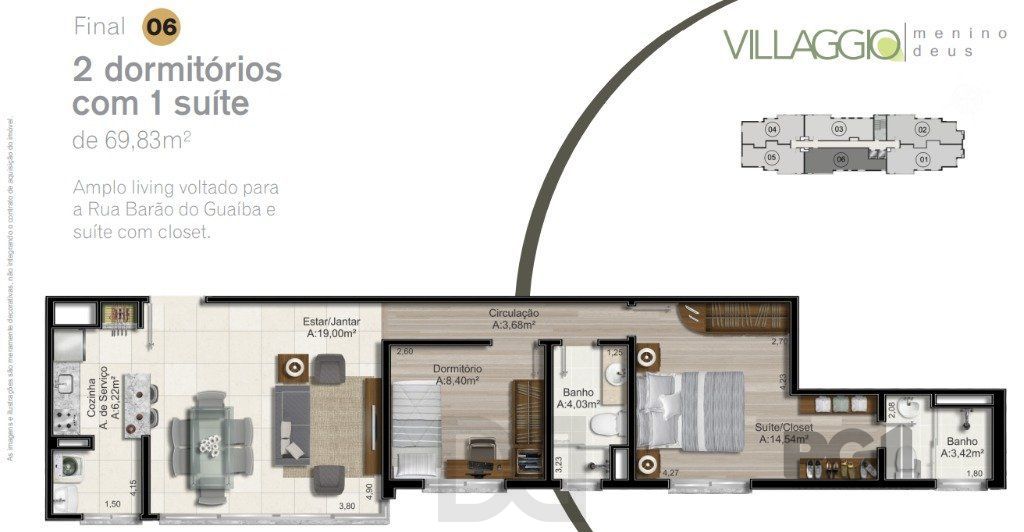 APARTAMENTO - 2 dorms. 1 vaga - 69,83 m² - MENINO DEUS — foto 2