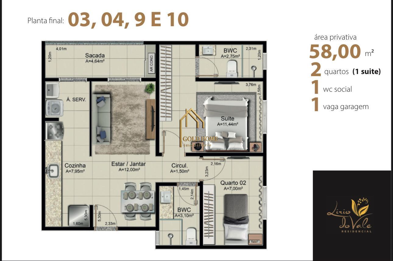 Apartamento, 2 quartos, 58 m² - Foto 2