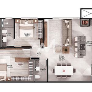 Apartamento com 84m² e 2 dormitórios no bairro Hidráulica em Lajeado para Comprar