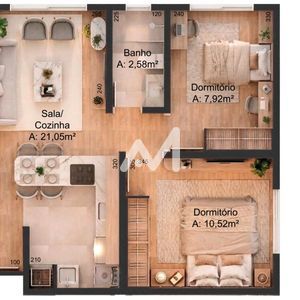 Apartamento com 48m² e 2 dormitórios no bairro Alto do Parque em Lajeado para Comprar