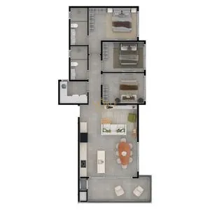 Apartamento com 122m², 3 dormitórios, 1 suíte, 2 vagas no Bloom em Torres para Comprar