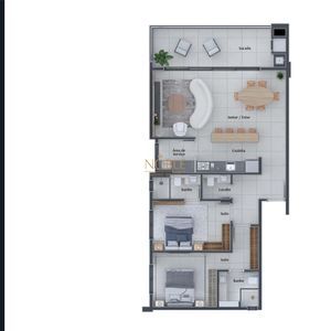 Apartamento com 109m², 2 dormitórios, 2 suítes, 2 vagas no Santo Carlo em Torres para Comprar
