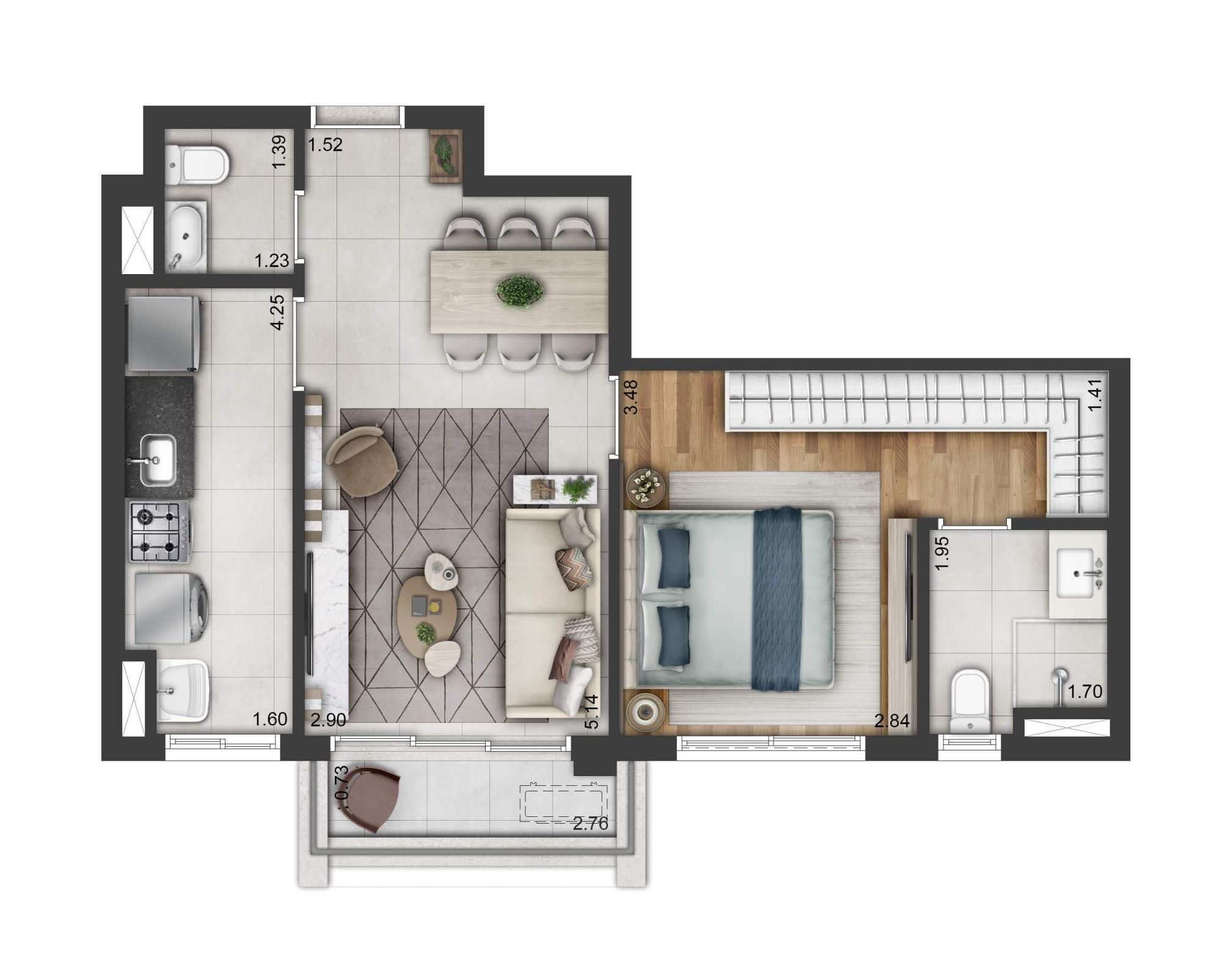 Apartamento, 1 quarto, 52 m² - Foto 1