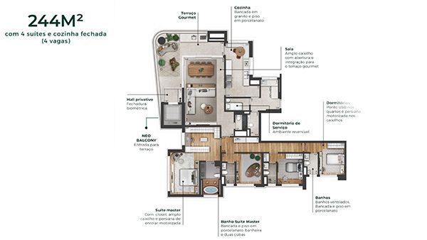 Apartamento à venda com 3 quartos, 244m² - Foto 2