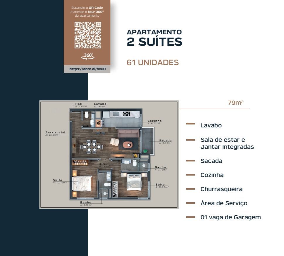 Apartamento, 2 suítes, à venda, 79 m², Moura - Gramado — foto 4