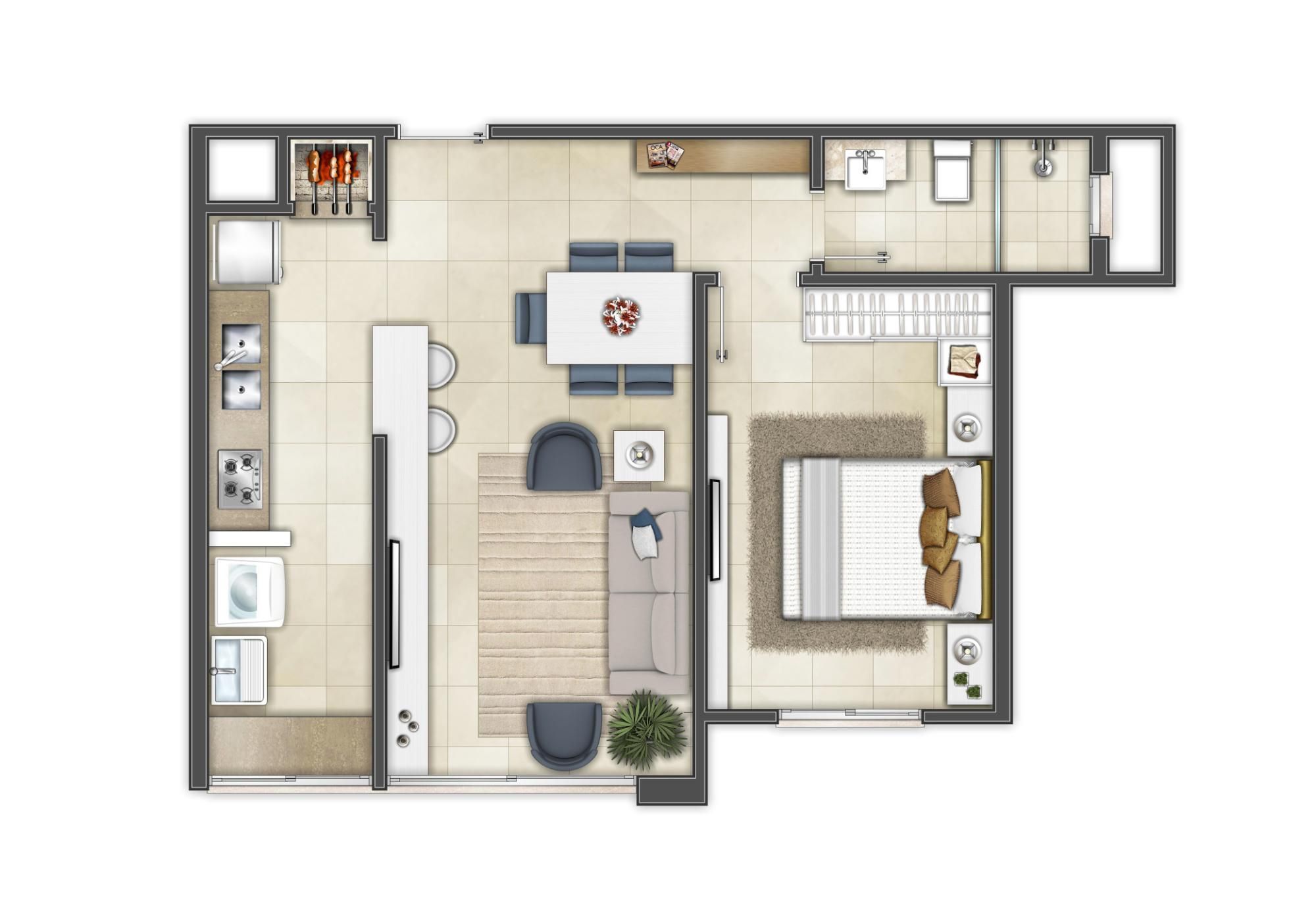 Apartamento à venda com 1 quarto, 49m² - Foto 9