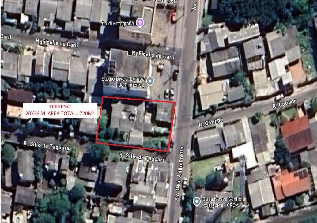 Terreno comercial com 720m2 à venda, bairro Lomba do Pinheiro, Porto Alegre, RS