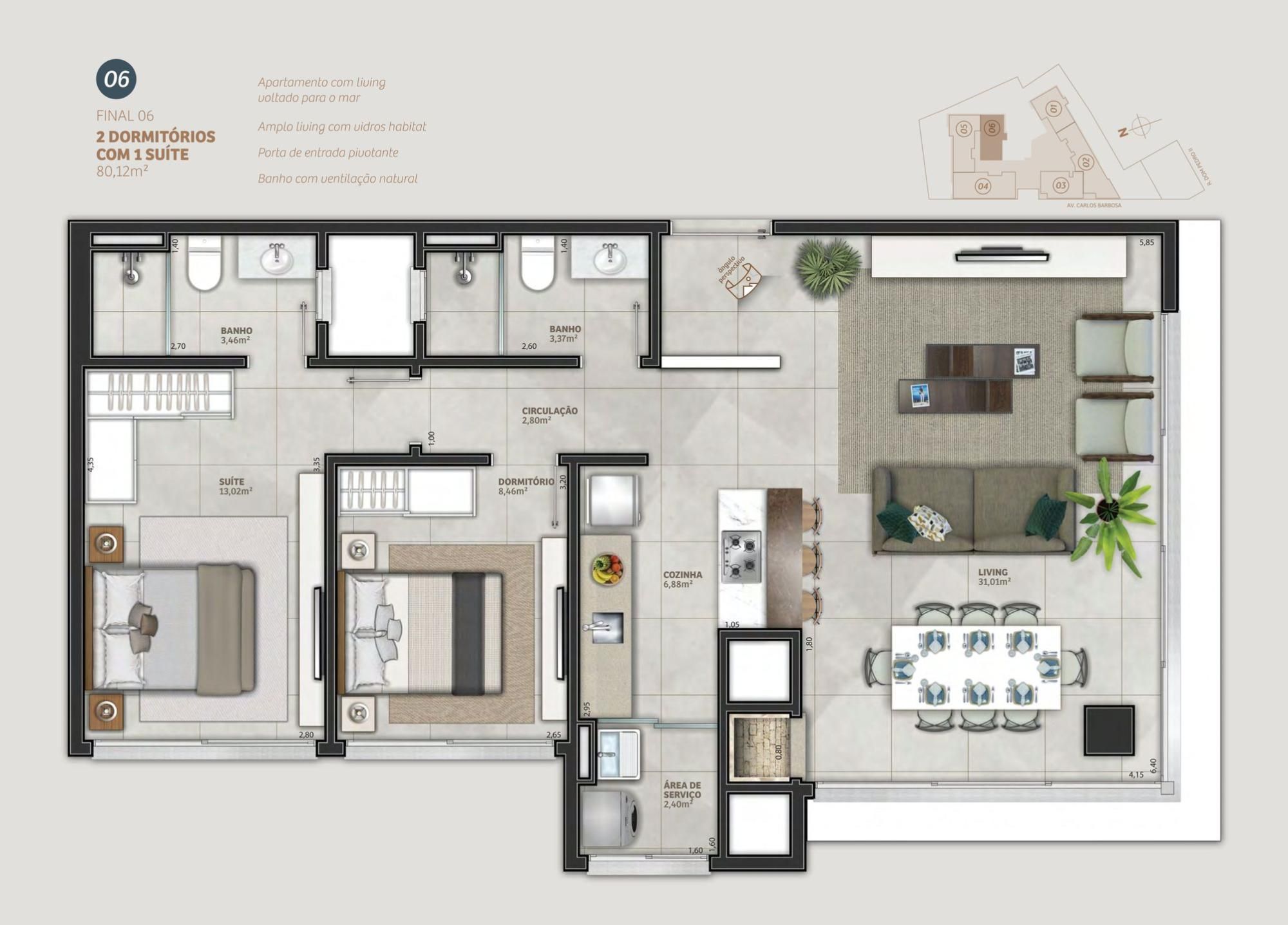 Apartamento à venda com 2 quartos, 80m² - Foto 6