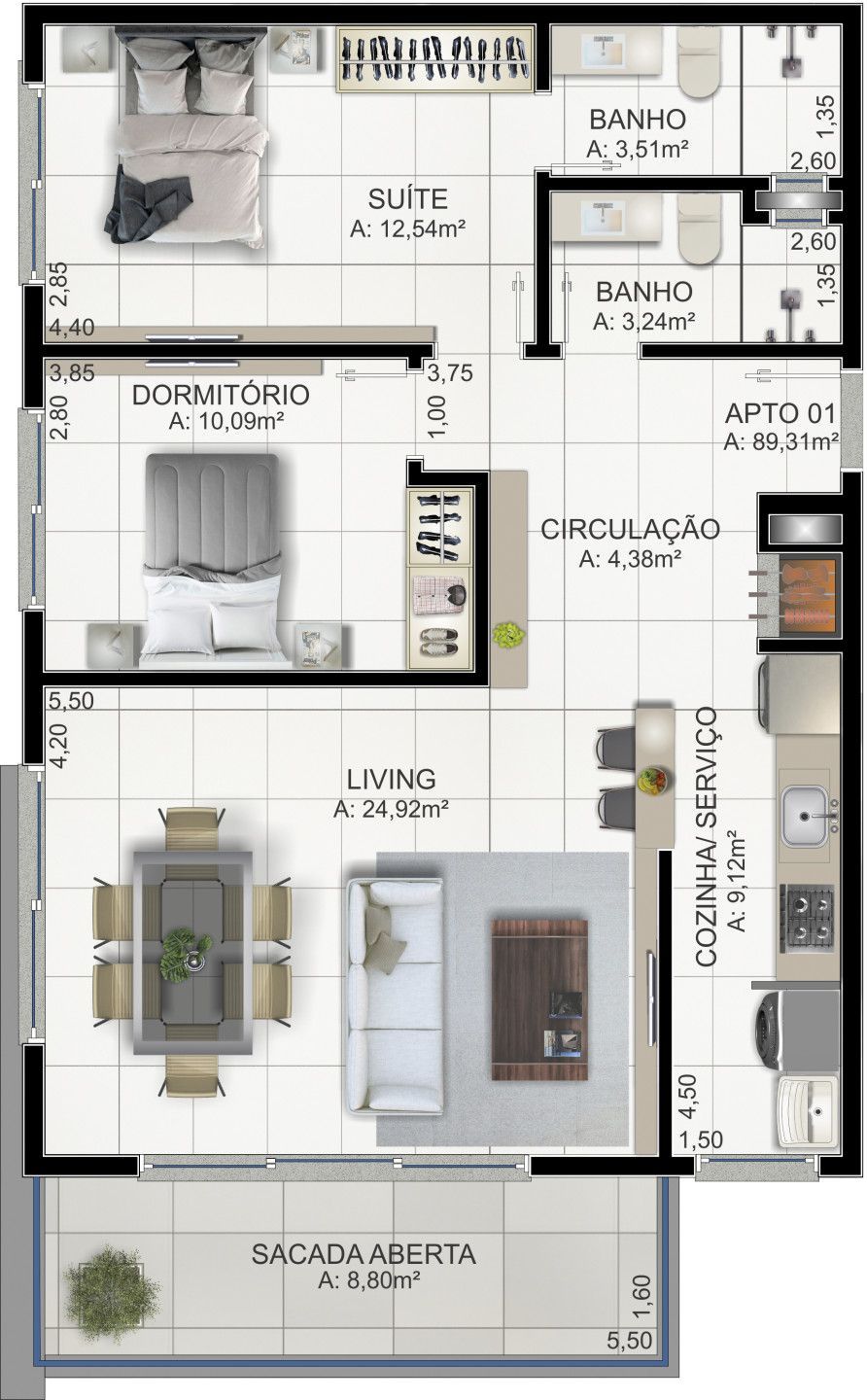 Apartamento, 2 quartos, 84 m² - Foto 9
